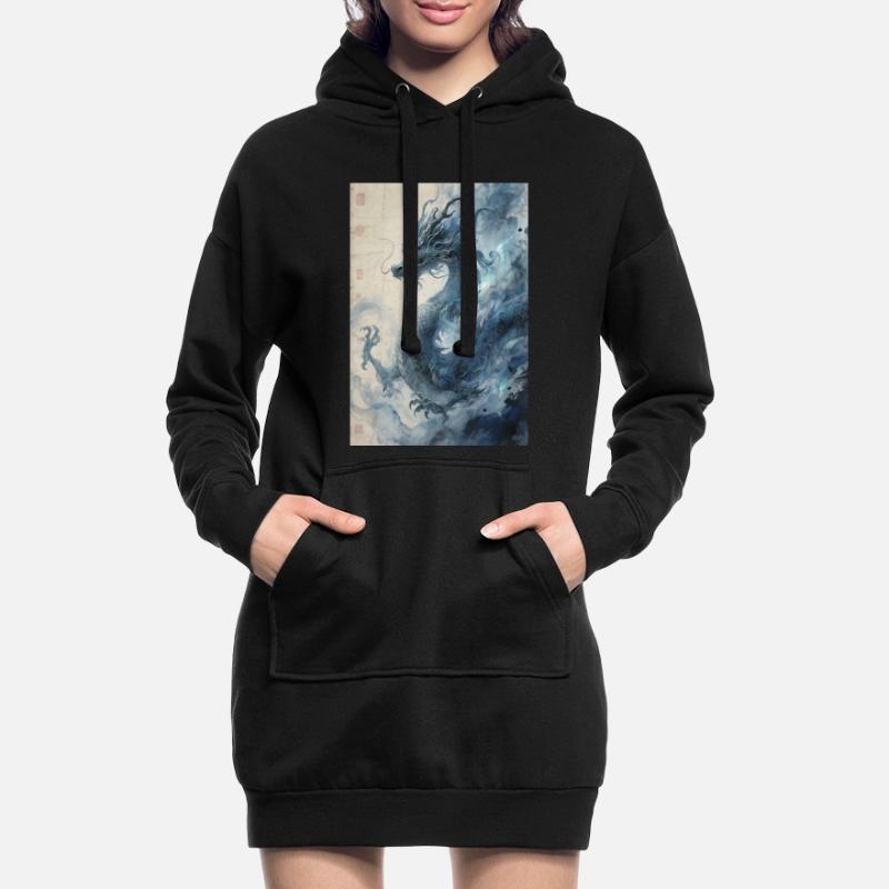 Die Sternennacht: Blauer Drache – Aether Hoodie-Kleid