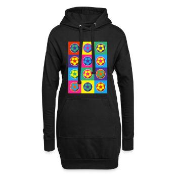 Motif de football Pop Art - Sweat-shirt à capuche long Femme - noir - Devant