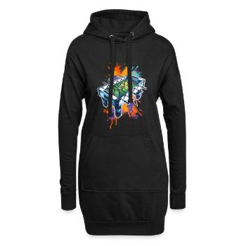 Tischkicker Tischfußball - Hoodie-Kleid - Schwarz - Vorne