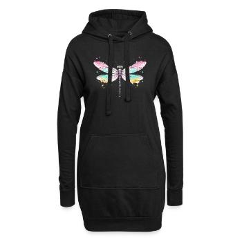 Libelle mit Aquarellflügeln - Hoodie-Kleid - Schwarz - Vorne