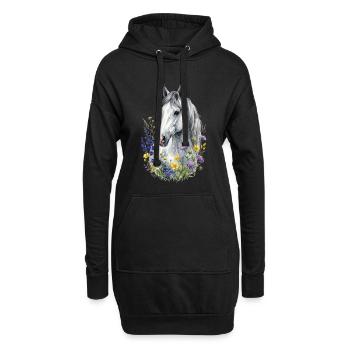 Moisissure grise avec fleurs sauvages - Sweat-shirt à capuche long Femme - noir - Devant