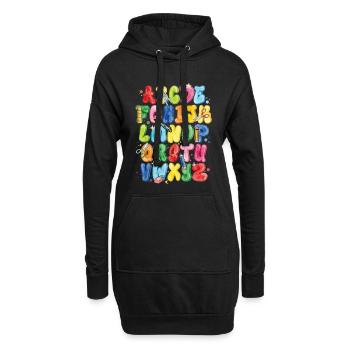 Alphabet aquarelle coloré pour la rentrée scolaire - Sweat-shirt à capuche long Femme - noir - Devant