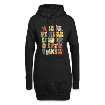 Buntes Aquarell-Alphabet für den Schulanfang - Hoodie-Kleid - Schwarz - Vorne