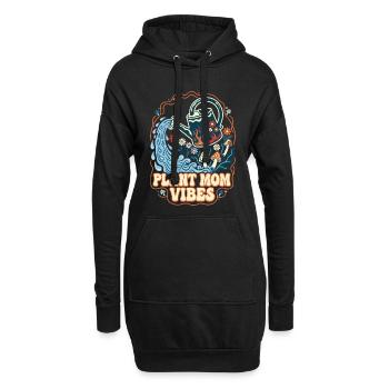Plant Mom Vibes Retro Gartenmotiv - Hoodie-Kleid - Schwarz - Vorne