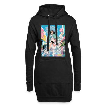 Bonne journée pluvieuse en couleurs pastel - Sweat-shirt à capuche long Femme - noir - Devant