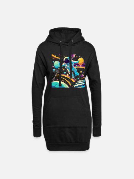 Astronaut - Hoodie-Kleid - Schwarz