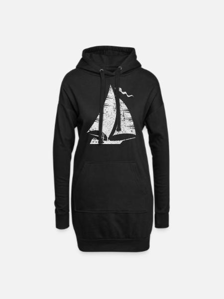 Segelboot Silhouette Minimalistisch Grunge - Hoodie-Kleid - Schwarz