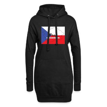 Prag - Hauptstadt mit GPS & Flagge - Hoodie-Kleid - Schwarz - Vorne