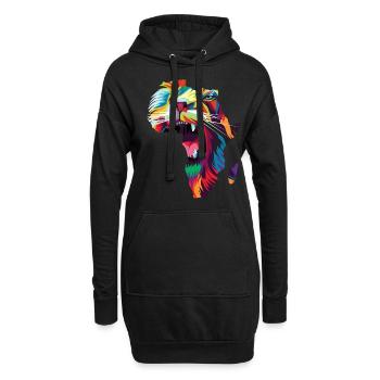 Afrika Landkarte Löwe Safari Savanne Wild Africa - Hoodie-Kleid - Schwarz - Vorne