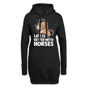 Pferd Pferde Reiten Pferdereiten Sprungreiten - Hoodie-Kleid - Schwarz - Vorne