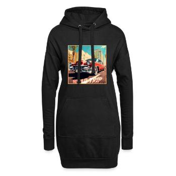 Road Trip,Voiture,Amérique,Catoon Look - Sweat-shirt à capuche long Femme - noir - Devant