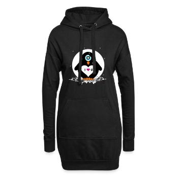 Pinguin Valentinstag I love You - Hoodie-Kleid - Schwarz - Vorne