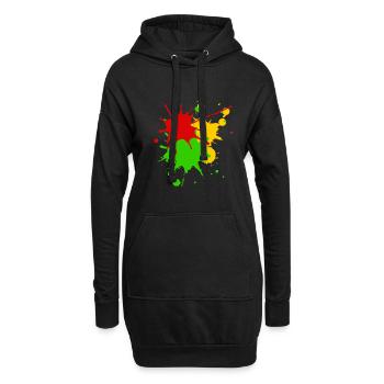 Reggae couleurs Afrique Roots Drapeau Éclaboussures de couleur - Sweat-shirt à capuche long Femme - noir - Devant