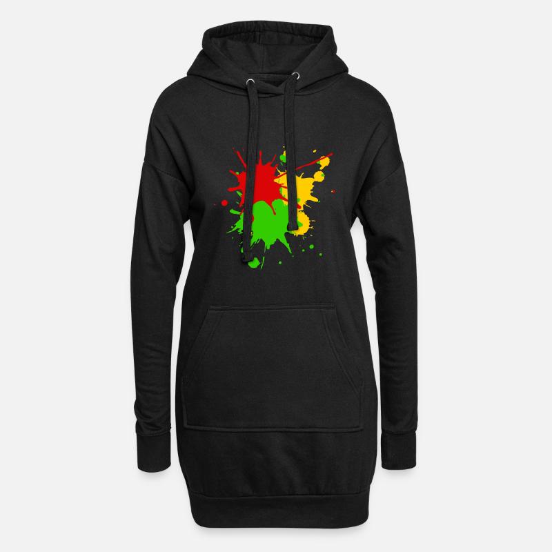Reggae Farben Afrika Roots Flagge Farbspritzer - Hoodie-Kleid - Schwarz