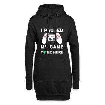 I paused my game to be here - Sweat-shirt à capuche long Femme - noir - Devant