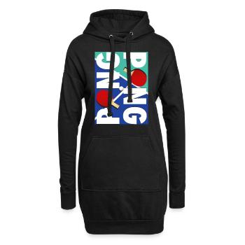 Ping Pong Sport Schläger Design - Hoodie-Kleid - Schwarz - Vorne