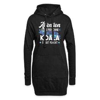 Koala Animal Mignon Cadeau Humour Peluche Zoo - Sweat-shirt à capuche long Femme - noir - Devant