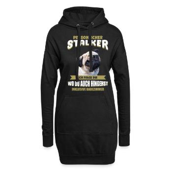 Mops - Mops Hund - Hoodie-Kleid - Schwarz - Vorne