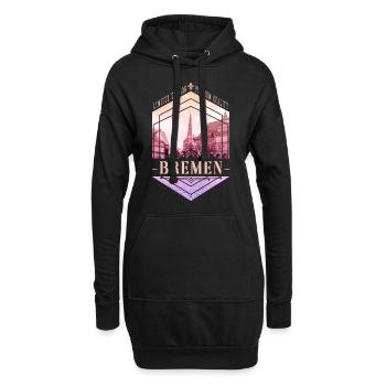 Brême Allemagne City Skyline Vintage Retro - Sweat-shirt à capuche long Femme - noir - Devant