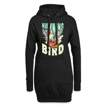 Colibri Fleurs Oiseau Animal Art Aquarelle Coloré - Sweat-shirt à capuche long Femme - noir - Devant