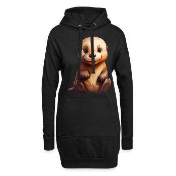 Cute Sea Otter Baby - Hoodie-Kleid - Schwarz - Vorne
