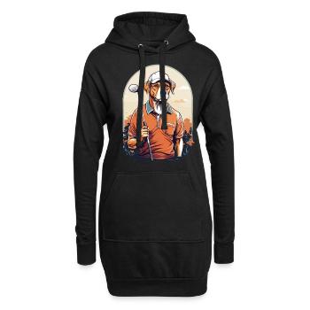 Hund Golfer Golfspieler Design Streetwear - Hoodie-Kleid - Schwarz - Vorne
