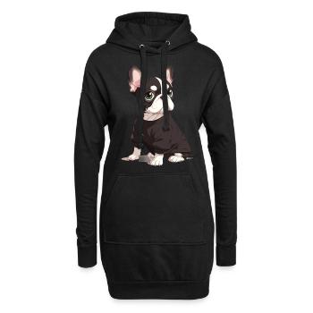 Niedliche Bulldogge Mops Hund - Hoodie-Kleid - Schwarz - Vorne