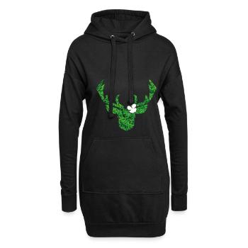 Cerf avec fleur en blanc pour le costume moderne - Sweat-shirt à capuche long Femme - noir - Devant