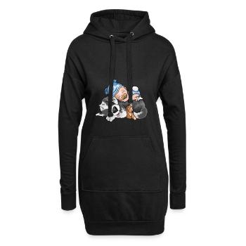 Chien avec bébé mignon et mignon - Sweat-shirt à capuche long Femme - noir - Devant