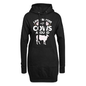 Vache Éleveur Bovins Nature - Sweat-shirt à capuche long Femme - noir - Devant