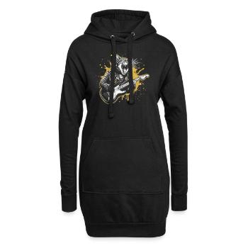 Musique Rock Chat Drôle Humour Idée Cadeau - Sweat-shirt à capuche long Femme - noir - Devant