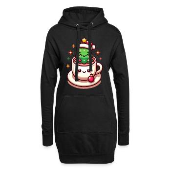 Festlicher Baum im Hot Cocoa Design - Hoodie-Kleid - Schwarz - Vorne
