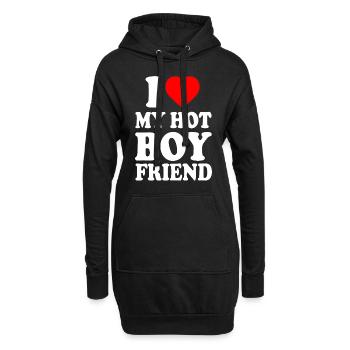i love my hot boyfriend - Sweat-shirt à capuche long Femme - noir - Devant