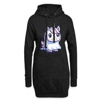 Licorne Halloween Bande dessinée Fantôme - Sweat-shirt à capuche long Femme - noir - Devant