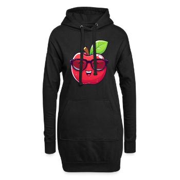 Cool kawaii apple with sunglasses Nerdiges - Hoodie Dress - black - Front