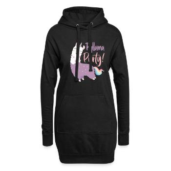 Pyllama Party Llama Alpaca Funny Pyjama - Hoodie Dress - black - Front