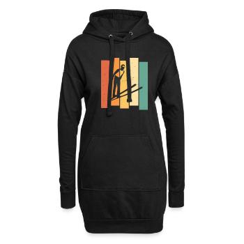 Cravate de ski rétro - Sweat-shirt à capuche long Femme - noir - Devant