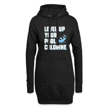 Level Up Your Pool Chlore - Sweat-shirt à capuche long Femme - noir - Devant