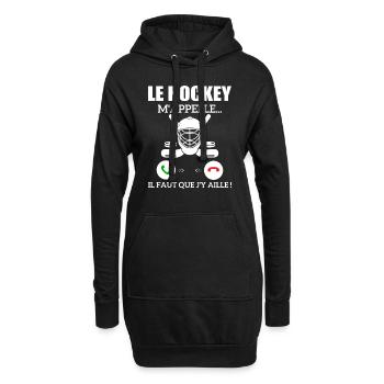 le hockey m'appelle...il faut que j'y aille ! - Sweat-shirt à capuche long Femme - noir - Devant