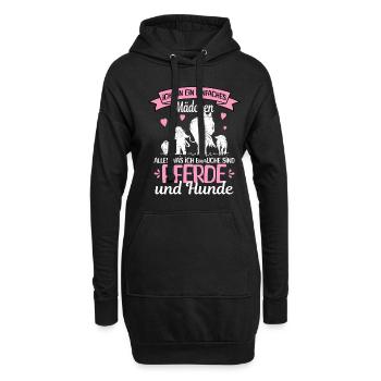 Einfaches Mädchen Pferde - Hoodie-Kleid - Schwarz - Vorne