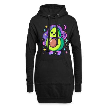 Avocado Astronaut im Weltall - Hoodie-Kleid - Schwarz - Vorne