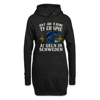 Je n’ai pas besoin de thérapie pour pêcher en Suède - Sweat-shirt à capuche long Femme - noir - Devant