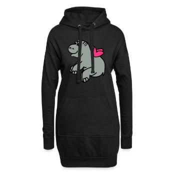 Fliegendes Nilpferd - Hoodie-Kleid - Schwarz - Vorne