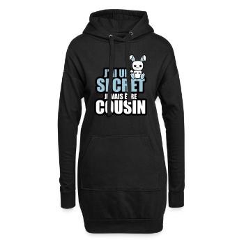 j'ai un secret je vais être cousin - Sweat-shirt à capuche long Femme - noir - Devant