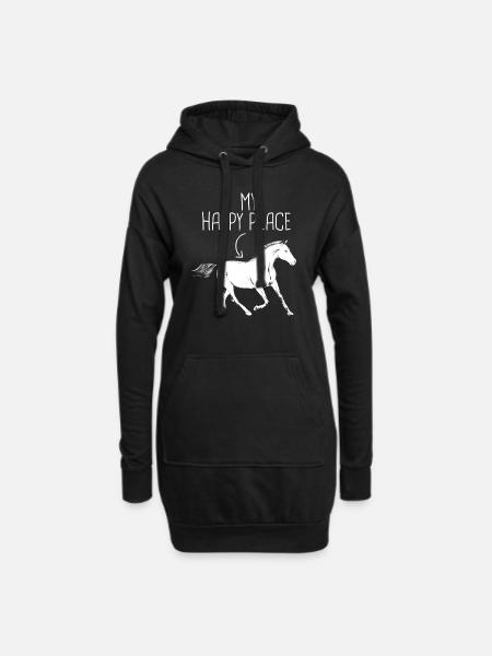 My Happy Place Reiten - Hoodie-Kleid - Schwarz