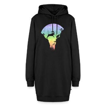 Springender Steinbock - Hoodie-Kleid - Schwarz - Vorne
