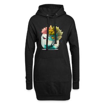 La forêt miniature - Sweat-shirt à capuche long Femme - noir - Devant
