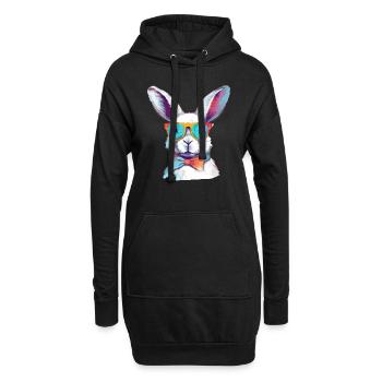 Lewis der Kaninchen mit der Brille - Hoodie-Kleid - Schwarz - Vorne