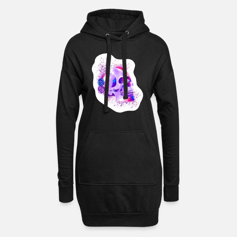 Schädel - Schädel - Hoodie-Kleid - Schwarz