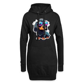 Dackel Hund Illustration - Hoodie-Kleid - Schwarz - Vorne